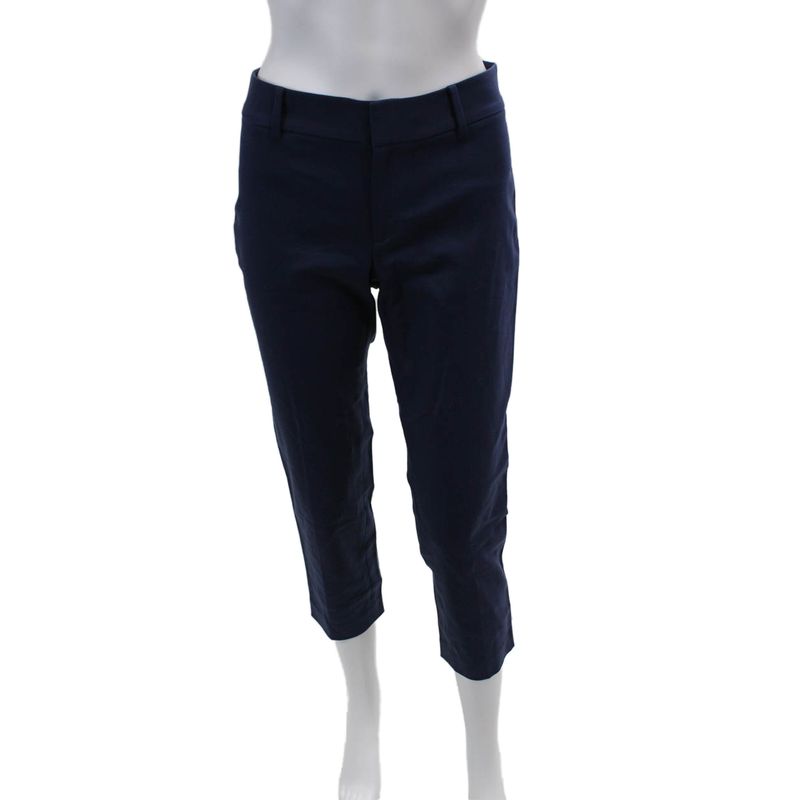 Club Monaco Women's Button Closure Flat Front Ankle Pants Navy Blue Size 4